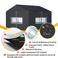 Outdoor Dog Kennel Cover 10'W x 10'L Replacement Covers - Black / 6.7'W x 6.7'L x 5.8'H - image 3