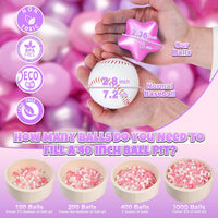 GOGOSO Ball Pits Balls for Toddlers Pack of 50 100 200 Plastics Shape - Pearl Pink+Pearl Light Pink+ Purple;Star+Heart Balls / 100 balls - image 2