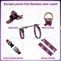 2 Pack Cat Harness and Leash with Collar Set - Black Purple - image 3