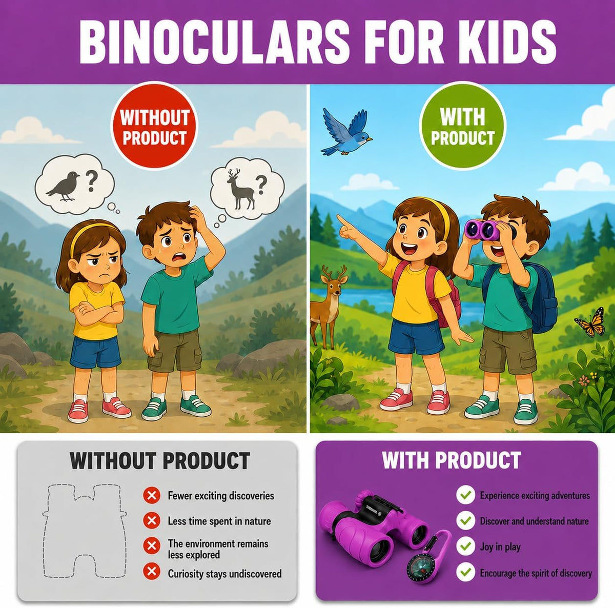 Binoculars for Kids, Perfect Toy for Little Boys and Girls - Purple - image 4
