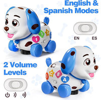 Musical Puppy Toys for 1 Year Old Boy Gift, Crawling and Walking Baby Toy 6-9-12-18 Month, Birthday Gift for 1 Year Old Boy Girl, Bilingual Infant Toys for 7 8 10 Month Olds (Blue)