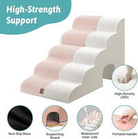 Extra Wide Dog Stairs with Tunnel, Detachable Large Pet Step for Small Medium Dog, Puppy or Cat, Ramp for High Bed, Couch, Sofa or Car, Stable, 19.7x33x22.4 inch, 5 Step, Pink