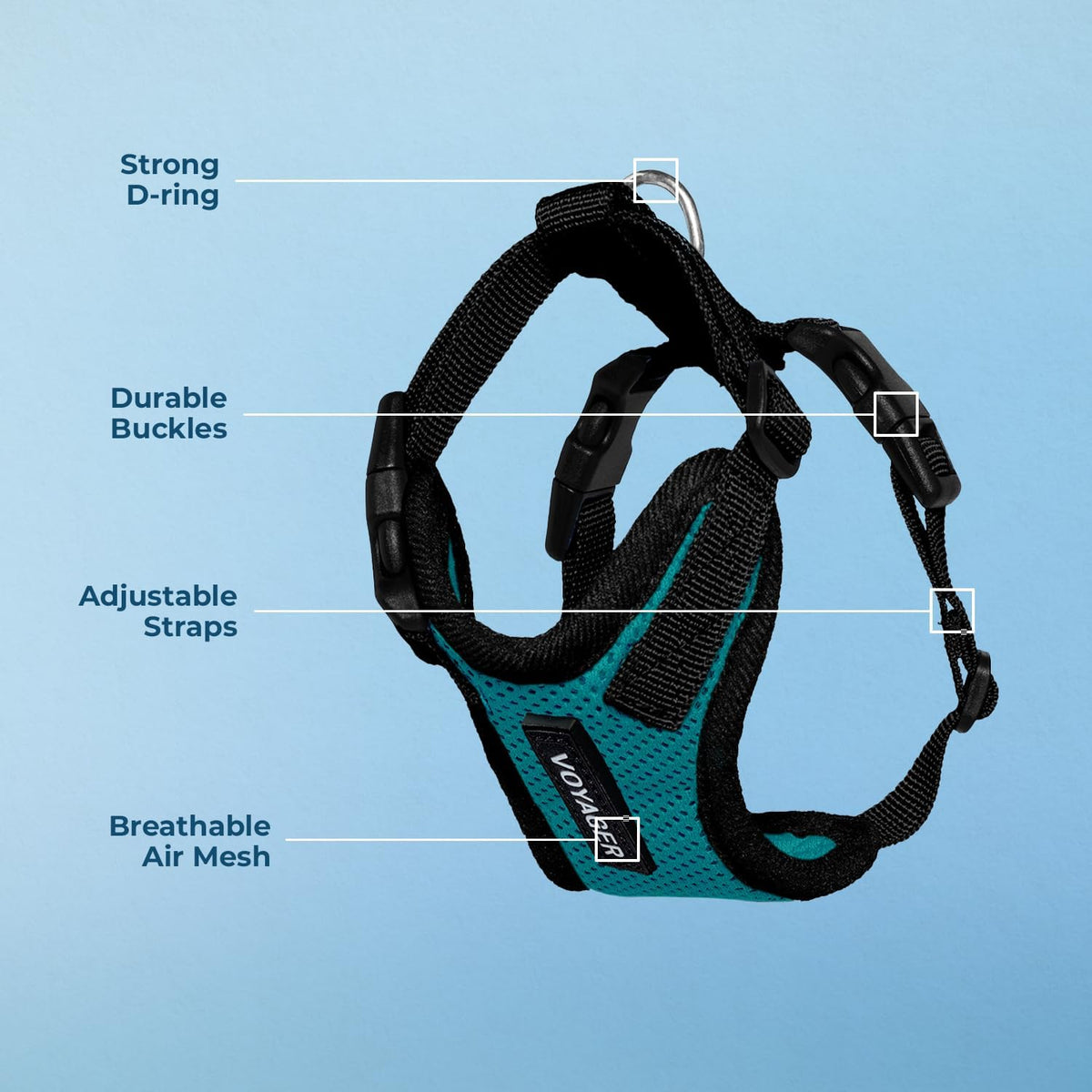 Voyager Step-in Lock Dog Harness, Pink - Harness (Turquoise/Black Trim) / XL (Chest: 23 - 28") - image 4