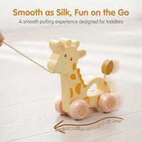 Baby Toys Car,Wooden Pull Along Toy for Toddlers 1 2 3 Year Olds – Fun for Kids & Family - Small Giraffe - image 3