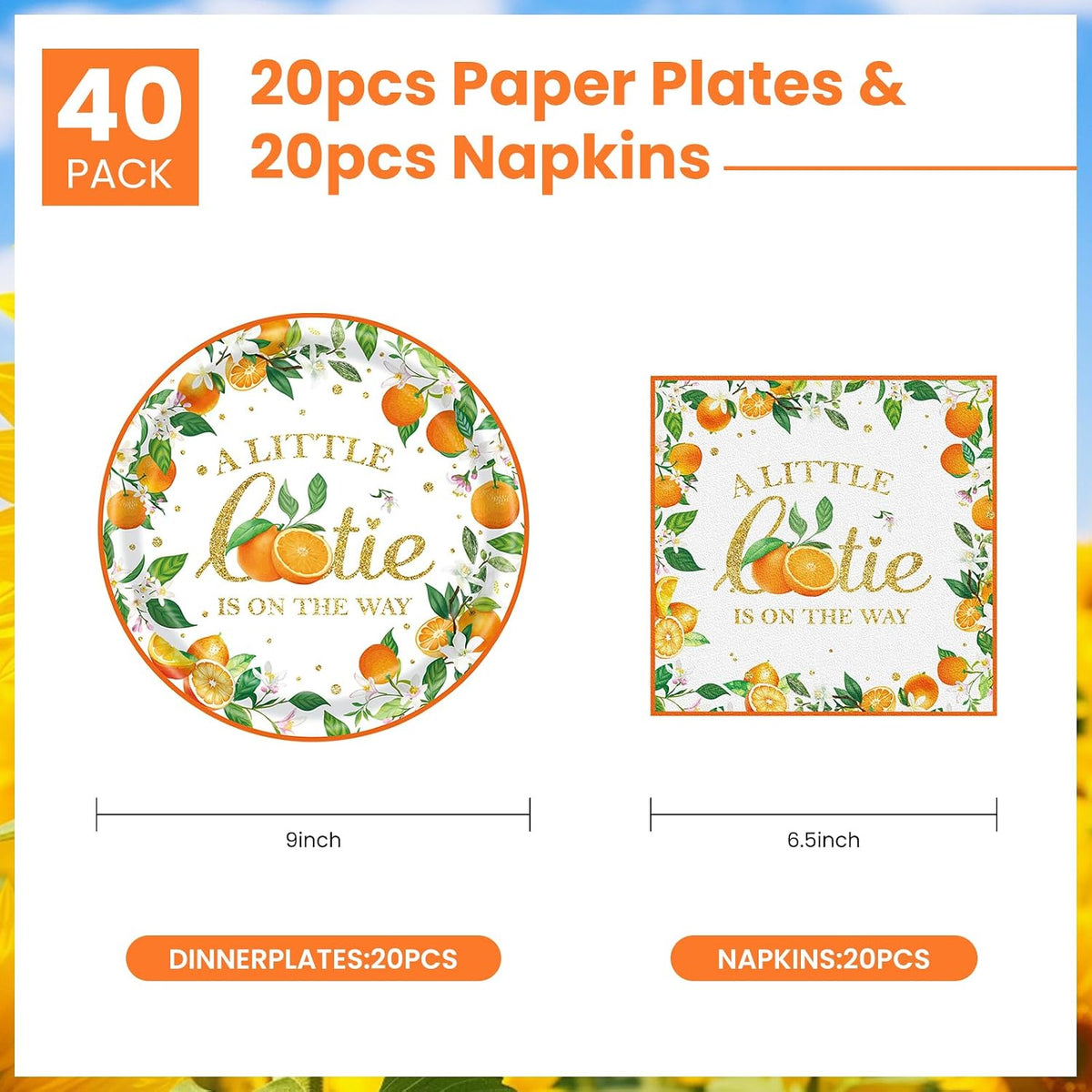 40 Pcs Basketball Plates and Napkins Set - Little Cutie - image 2