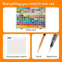 ARTISTRO 50 Metallic Watercolor Paint Set with Brushes for Adults - 50 colors Portable Travel - image 2