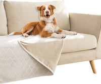 Waterproof Dog Blanket, Soft Reversible Throw for Couch & Bed Protection – Essentials for Dogs - Cream+beige / 30x70 Inch (Pack of 1)