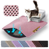 Cat Litter Mat, Double Layer Honeycomb Litter Box Mat – Daily Care for Cats - 30x22 Inches / Pink