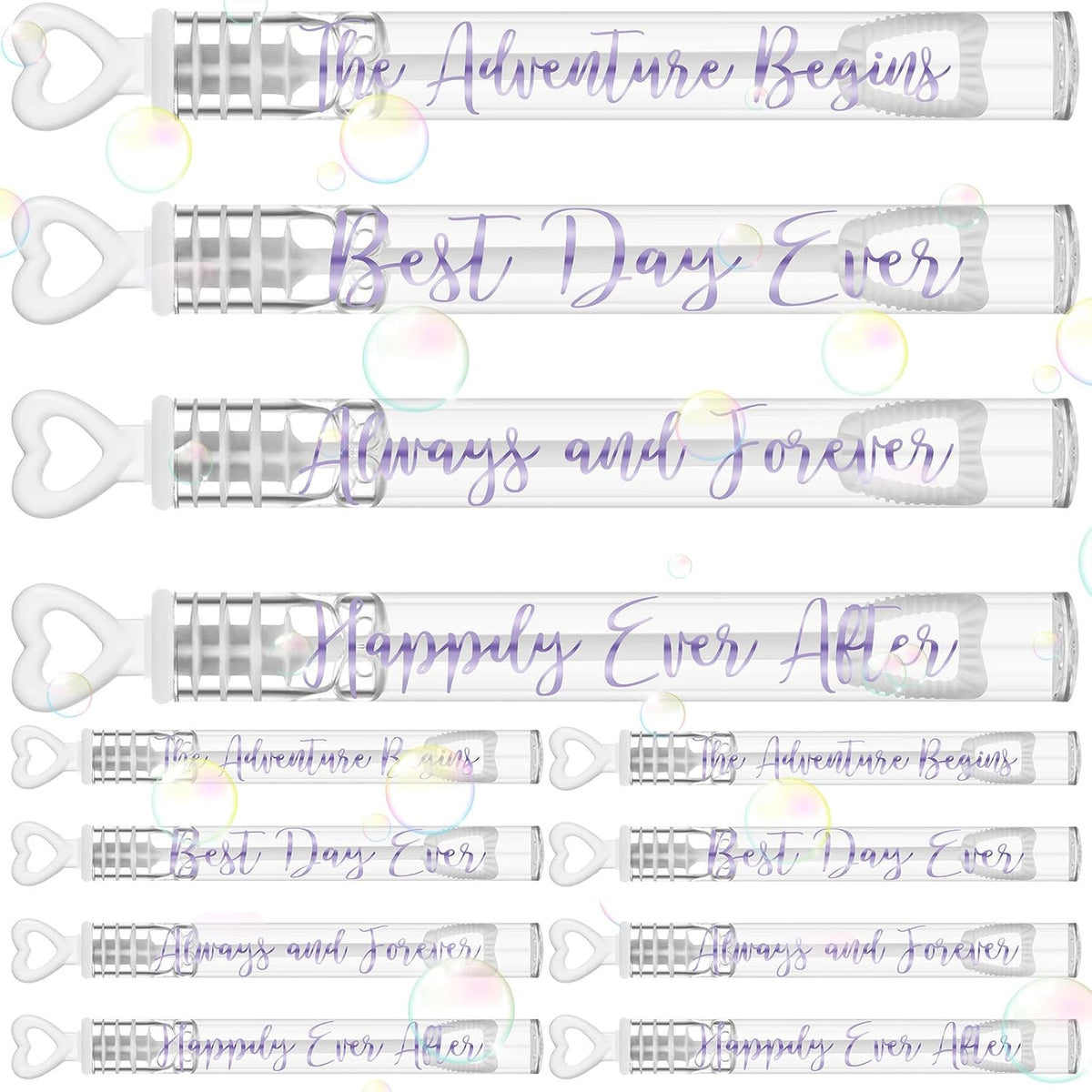 Hollowfly 120 Count Love Always Mini Bubble Wand Bulk Send off - Love Always / White Lavender / 120