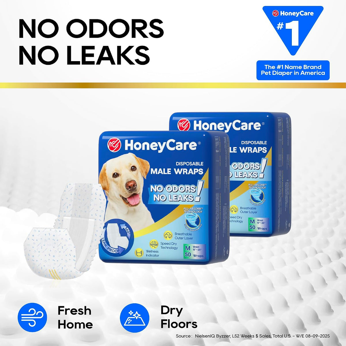 HONEY CARE All-Absorb A26 Male Dog Wrap - 1 / Medium -50 Count ( Pack of 1) - image 4