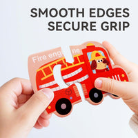 Dotimo 30-piece magnetic vehicle puzzle with cars, trucks and large printed names - view 20