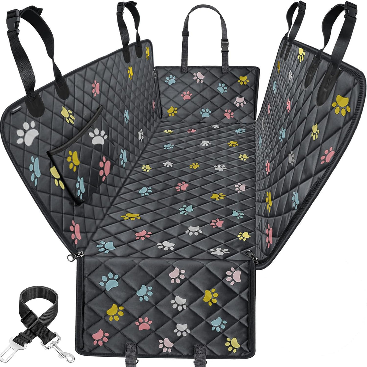 URPOWER Dog Car Seat Cover for Back Seat - Colorful / Standard - 54" Length