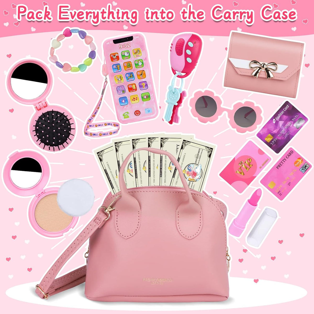 Kids Toddler Purse Play Set with Toys Phone & Accessories for Little - image 2