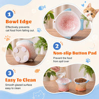 2 Pcs Elevated Cat Bowls, Raised Ceramic Food Bowls, Blue, Green – Essentials for Cats - Pink,Orange - image 3