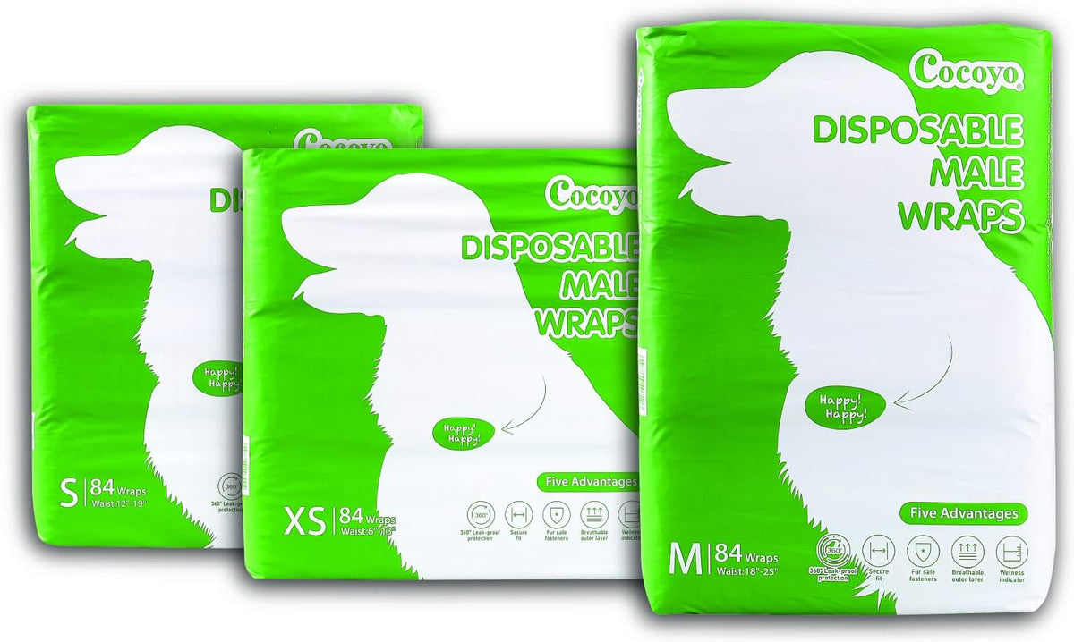 COCOYO Disposable Male Dog Wraps, Small Size, Super Absorbent - Extra Small (Pack of 3) - image 2