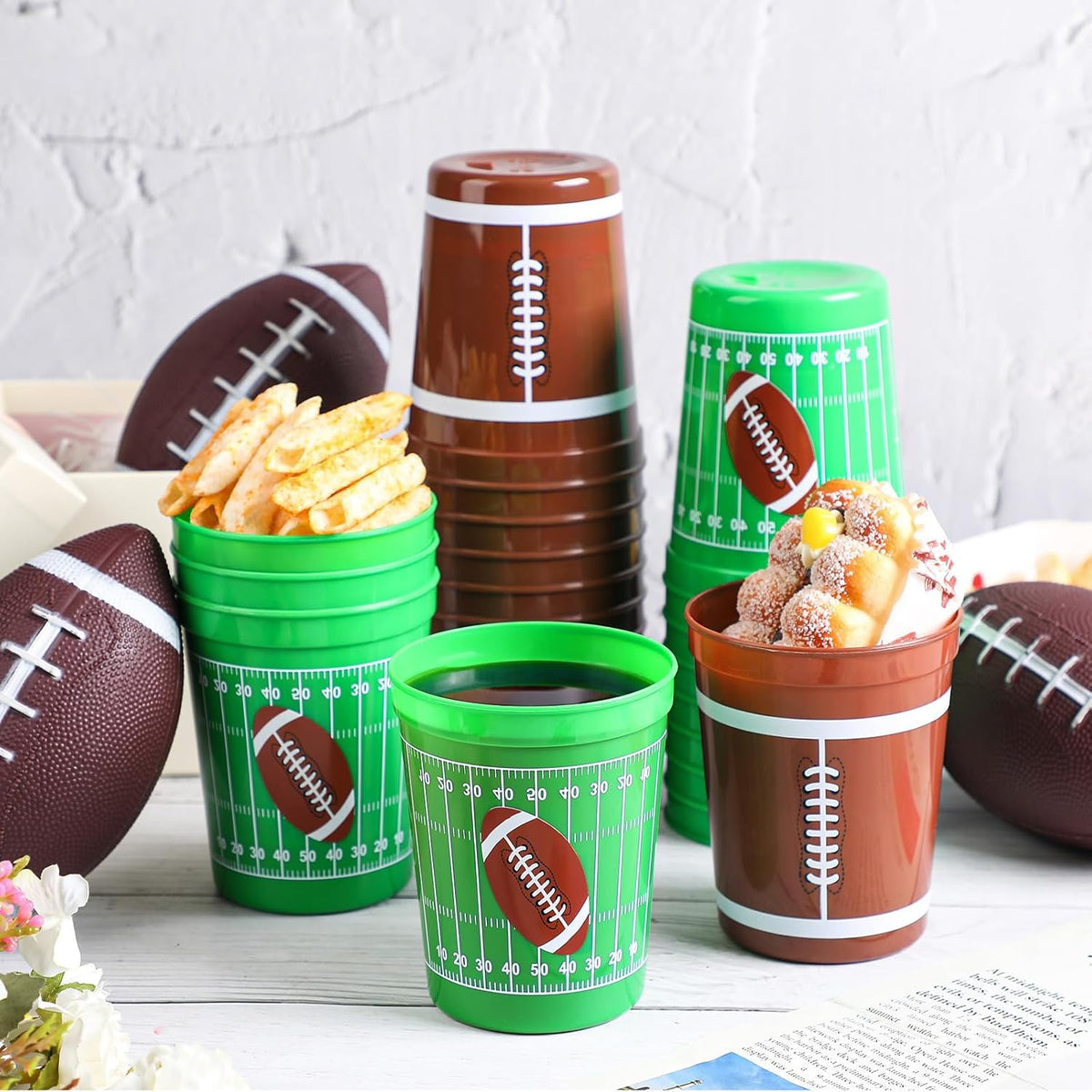 Norme 24 reusable plastic soccer party cups in 4 printed styles - view 22