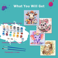 AILIBUT 4 pack paint by numbers kit for kids with framed 8x8 inch canvases - view 7