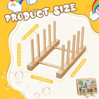 Barydat 2 piece natural wood puzzle rack organizer holding jigsaw puzzle boxes upright - view 6