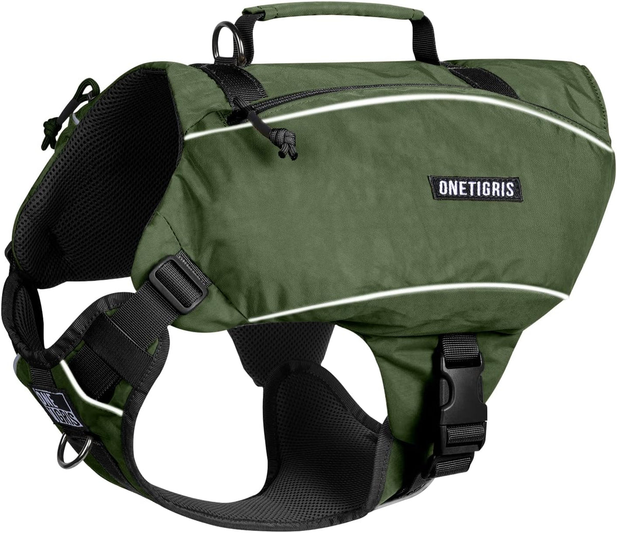 ONETIGRIS Y-Shaped Dog Backpack with Handle - Large / Green