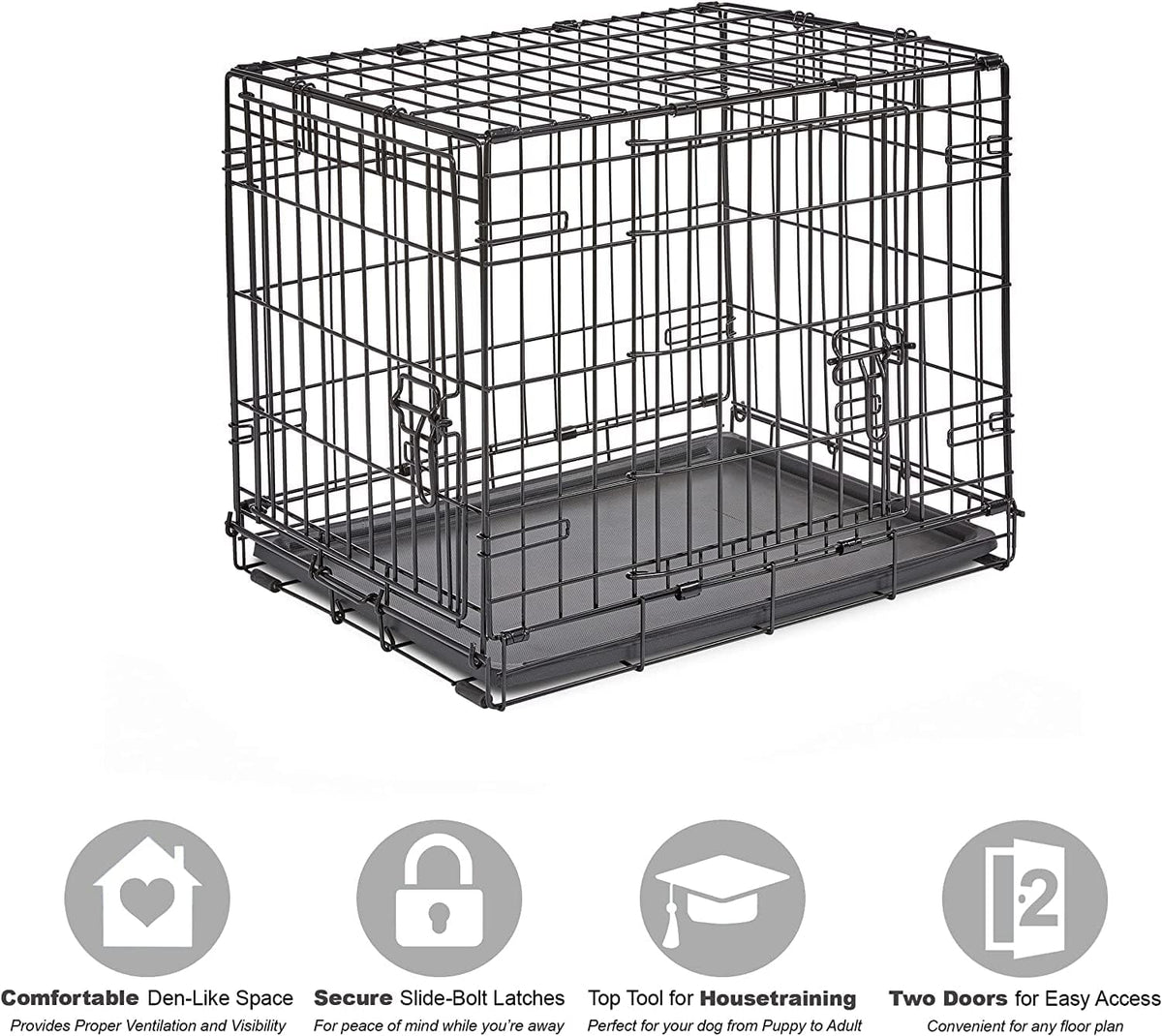 New World by Midwest 42-Inch Single Door Crate, for Large Breeds - Double Door - Black / XS (24"L) - image 3