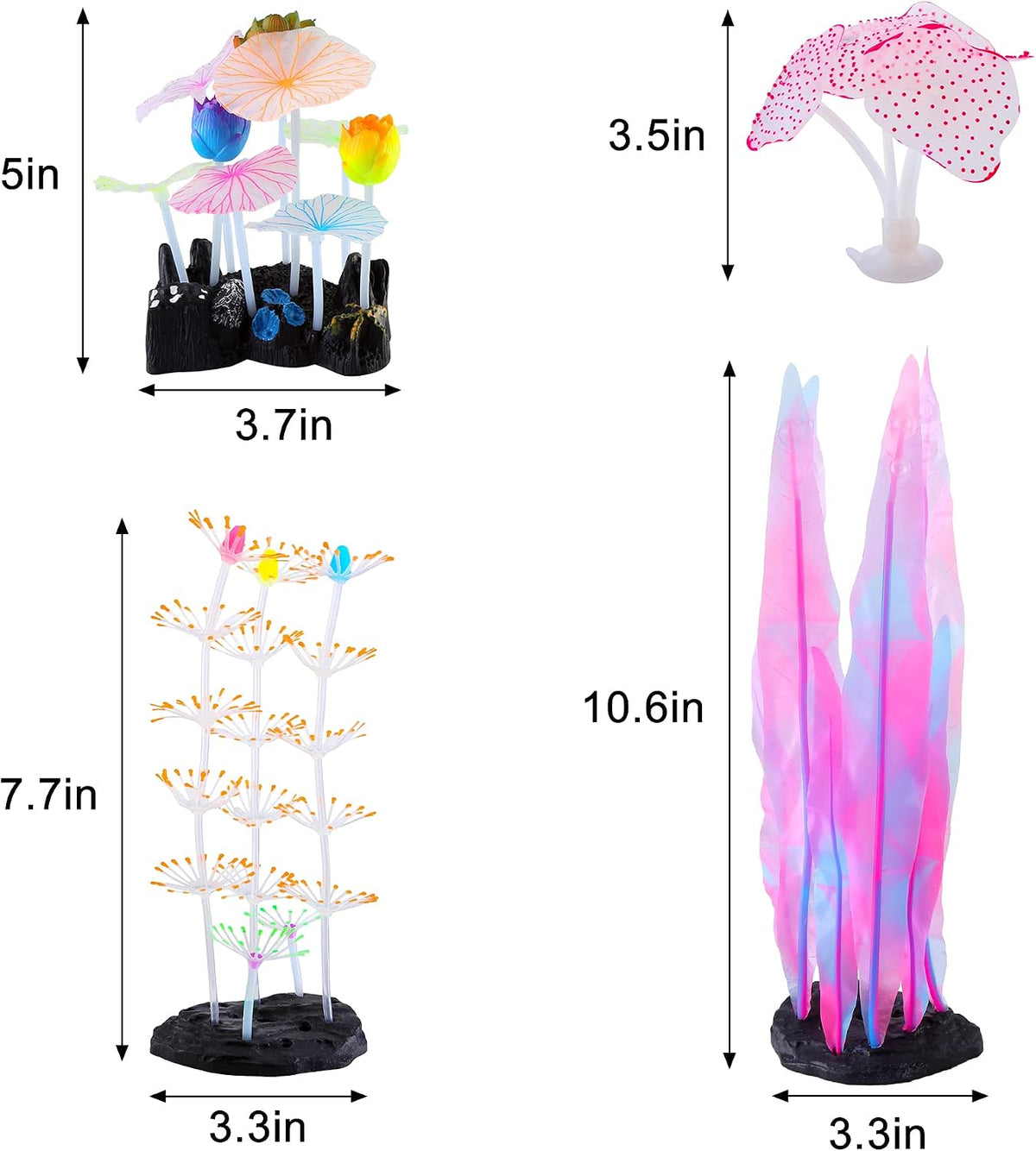 Glowing Fish Tank Decoration Aquarium Plants Accessories Kit #2 – Essentials for Fish - Lotus+Kelp+strip Coral+Anemone - image 2