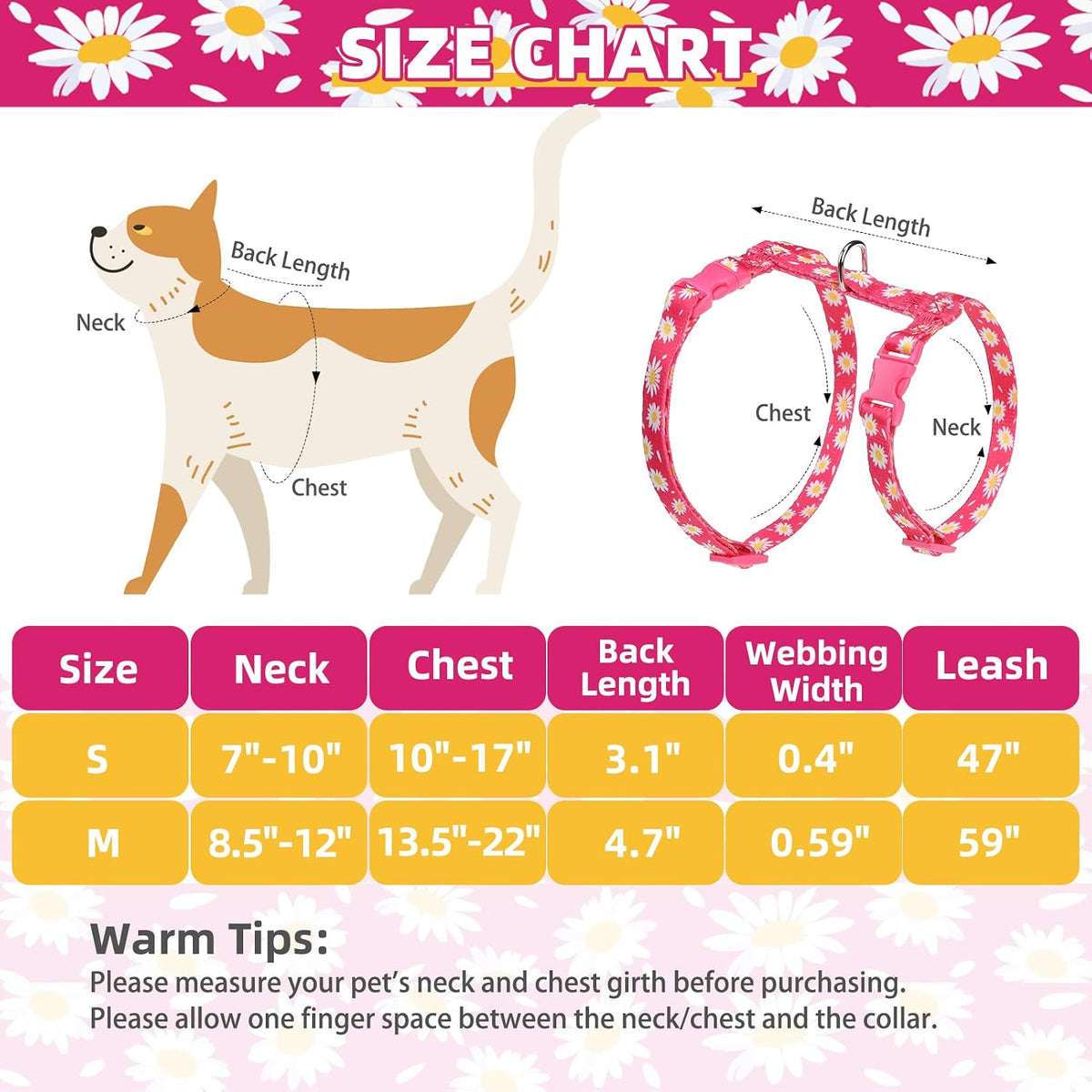 PUPTECK Adjustable Cat Harness and Leash Set Escape Proof Kitten - Medium / Fuchsia(Daisy) - image 2