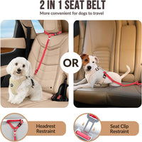 SlowTon Dog Seat Belt for Car - C.Red / Small (Headrest + Clip) - image 3
