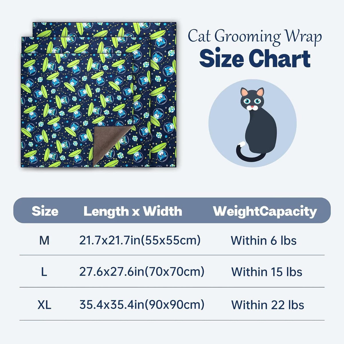 Paw Legend 27.6" Cat Wrap for Grooming Cat Wrap for Cutting Nails Cat - L(27.6'x27.6") / Alien Cat - image 2