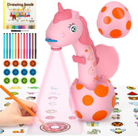 KETIEE Unicorn Drawing Projector Toys for Ages 5-7 – Fun for Kids & Family - Pink Red / Small