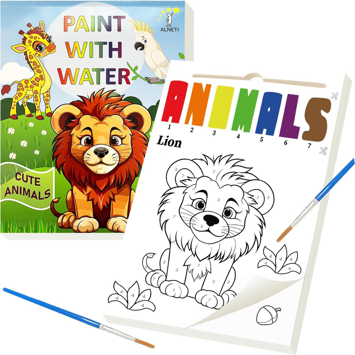 ALNETI Paint with Water Coloring Books for Toddlers - ANIMALS / Art Paper