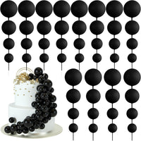 48 Pcs Balls Cake Topper Decorations Balloon Cupcake Toppers Foam - B03-black