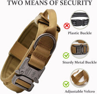 Tactical Dog Collar, Adjustable Military Training Nylon Pet Collar, Black L – Essentials for Dogs - Brown / Small :Width 1",Neck 11.4-13.7" - image 2