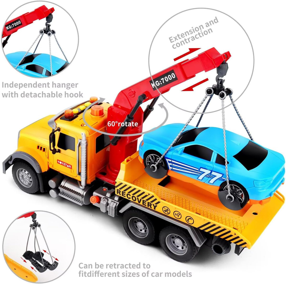 Dwi Dowellin Kid Trucks Toys for Boys Age 3-5 - tow truck - image 4