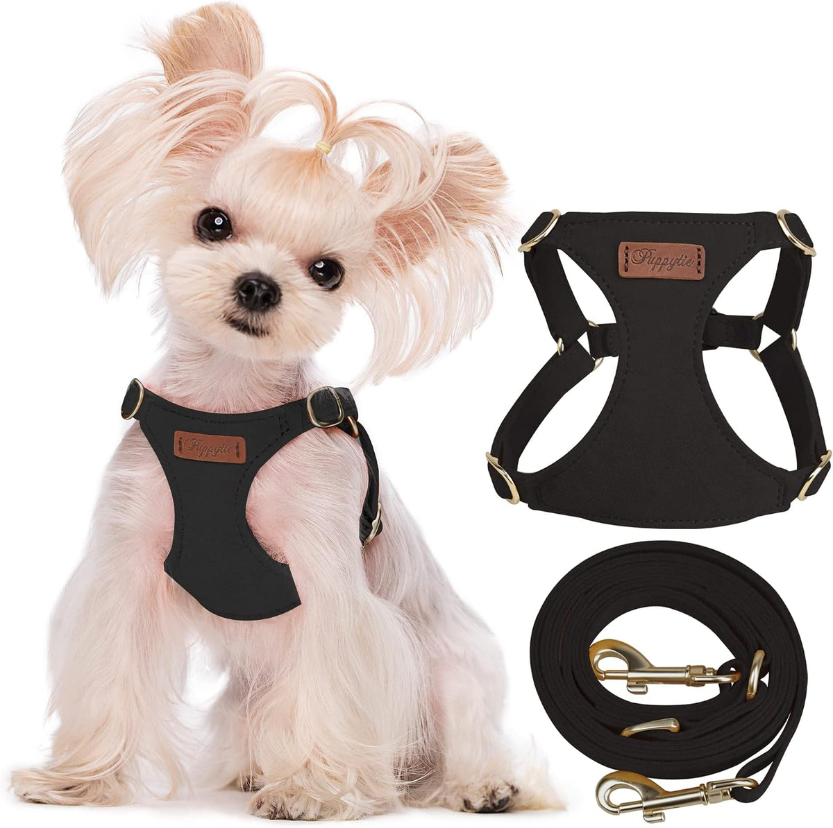 Puppytie Small Dog Harness and Leash Set, Pink, S – Essentials for Dogs - black / XXS(2.2-6lb）
