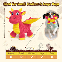 Squeaky Dog Toy, Plush Dragon with 5 Squeakers and Crinkle Wings - Pink & Purple - image 4
