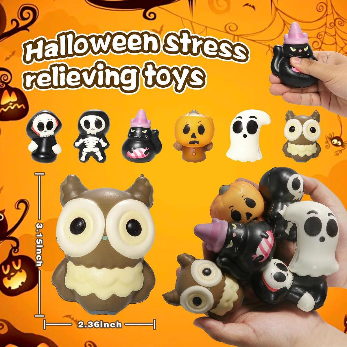 New 6 Packs-Halloween Squishies Toys Slow Rising - 6pcs-3 - image 2