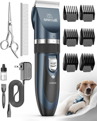 oneisall Dog Clippers Low Noise Grooming Kit for Dogs Cats Pets – Essentials for Dogs - Blue
