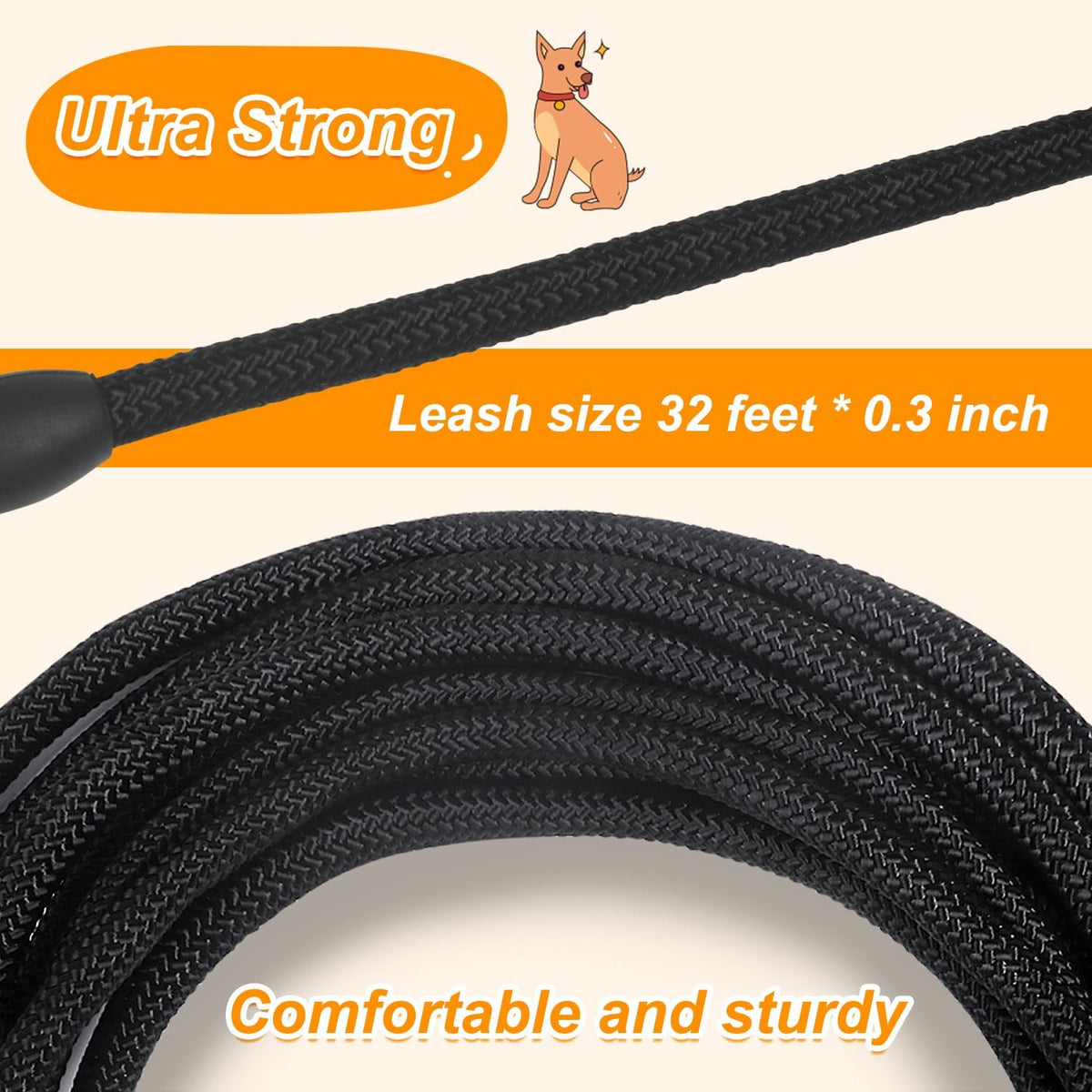 Vivifying Floating Long Dog Leash - 32ft / Black - image 3