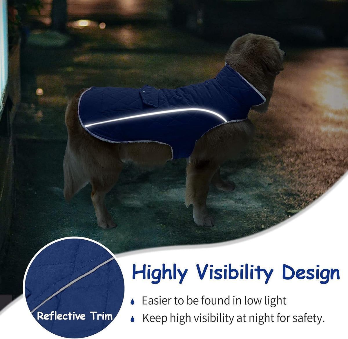 Malier Dog Coat Warm Dog Winter Coat - Blue / X-Large - image 3