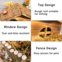 Hamiledyi Hamster Hideout House Wooden Rat Hut for Gerbils Dwarf Mouse – Essentials for Small Pets - Pattern:B - image 4