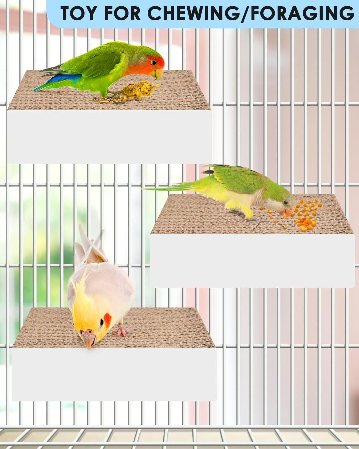 KATUMO Parrot Toys, 7.87 Inch Conure Shredder Foraging Chew Toys Bird Perch Stand Cardboard - M - image 4