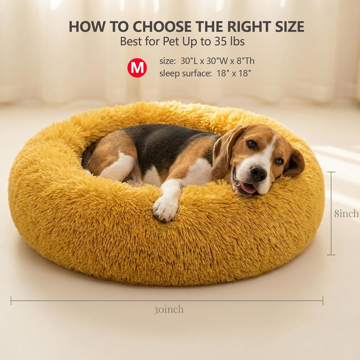 Small Calming Dogs Bed for Small Dogs Anti-Anxiety Machine Washable - Orange / 30 inches - image 3