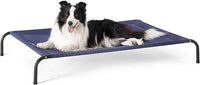 Bedsure Outdoor Elevated Dog Bed Large Sized Dog, Portable Indoor & Outdoor Cooling Raised Cot Pet Hammock Bed with Skid-Resistant Feet, Frame with Breathable Mesh, Deep Sea Blue, 49 inches