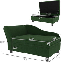 PawHut Luxury Fancy Dog Couch with Hidden Storage, Small Dog Sofa Bed with 2" Soft Foam, Modern Pet Furniture for Puppies & Little Breeds, Green