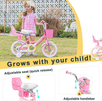 Glerc Maggie Girls Bike, 12-20 Inch Kids Bike for 2-13 Years Old Children, Princess Style Kids - Pink & White / 14 Inch - image 4