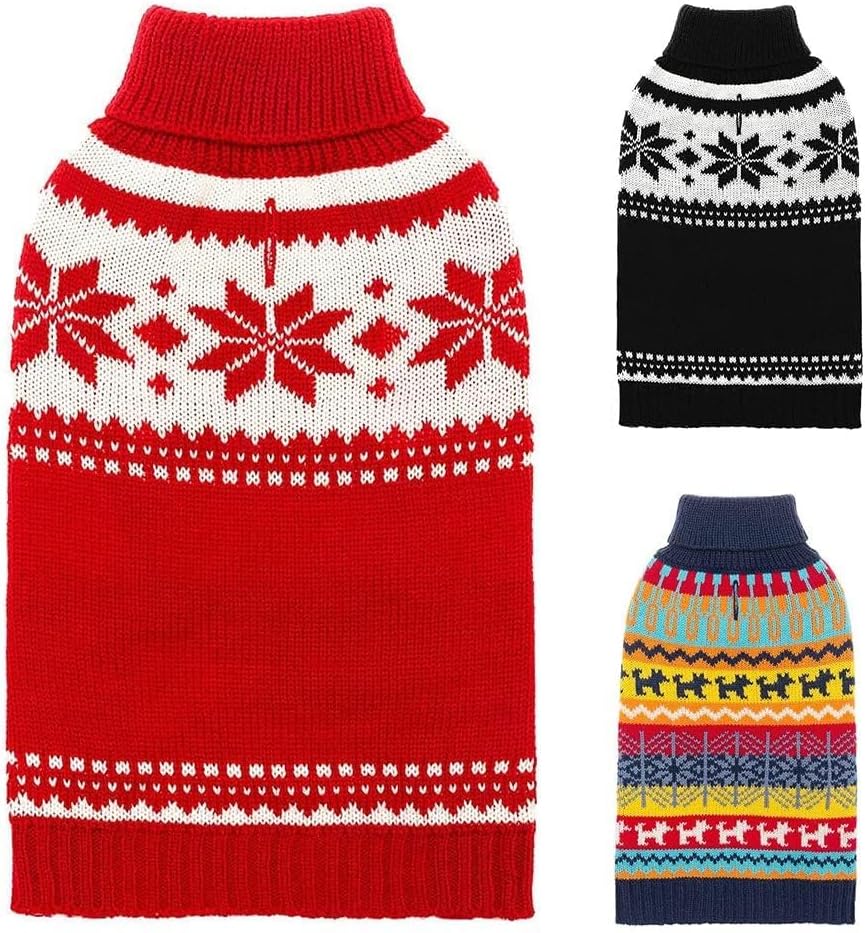 Dog Sweater - Winter Coat Apparel Clothes with Colorful Stripes for Cold Weather – Essentials for Dogs - Small / Single Red - image 2