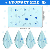 Chumia 4 Pcs Dog Towels for Drying Dog Puppy Bulk Microfiber - 24 x 40 Inch / Light Blue - image 4