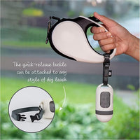 SVD.PET Dog Poop Bag Dispenser, Retractable Waste Bag Fits Any Dog Leash, Drop-Proof Poop Bag Holder, Doggy Walking Accessory (Pearl White)