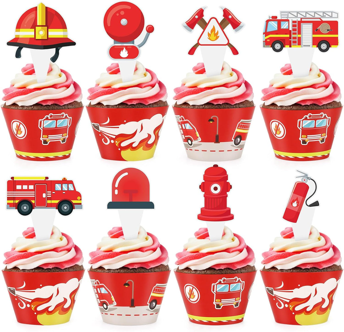 Hxezoc football cupcake toppers and wrappers set with brown and green football designs - view 6