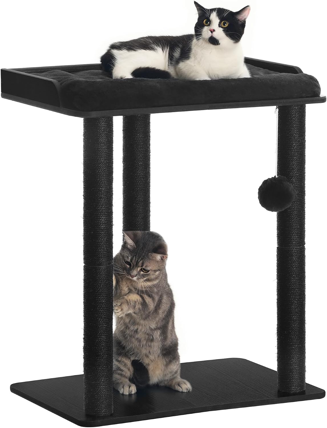 Modern Cat Tree for Large Cats, Full Sisal Cat Scratching Post – Essentials for Cats - Black / 22"L x 15.7"W x 26.7"H